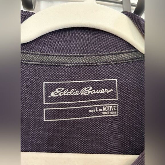 Eddie Bauer Mens Active Polo Shirt Purple Short Sleeve Button Up Stretch L Large - Picture 4 of 16